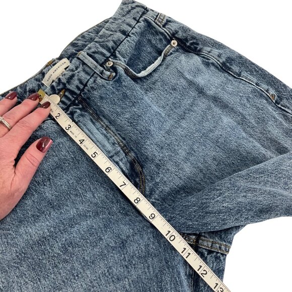 Good American Distressed Blue Jeans Size 10/30 Cotton  Straight Leg Denim Pants - Picture 7 of 8